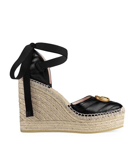 gucci black espadrilles|gucci espadrilles wedges.